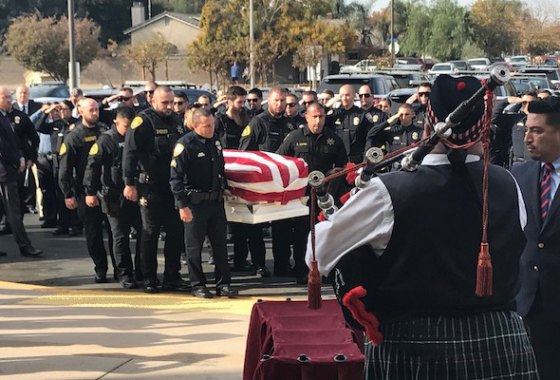 Law enforcement officers from throughout the state came to Lemoore to honor Officer Jonathan Diaz at his Friday funeral.
